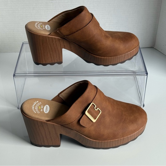 Dr. Scholl's Tan Leather Wake Up Clogs with Buckle Mules Size 9.5M - Picture 2 of 12